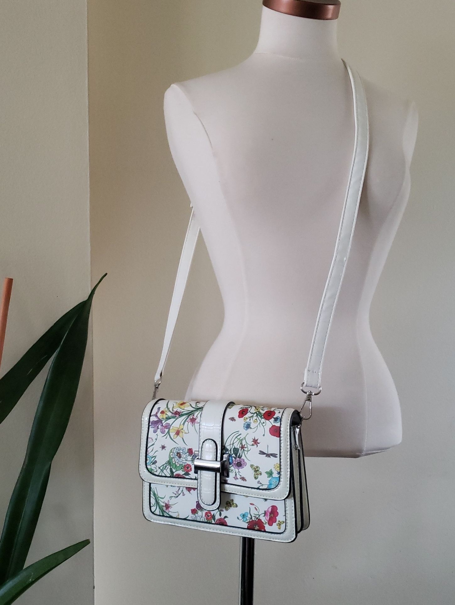 Croc Embossed Pu Floral Crossbody/Shoulder Bag - O/S